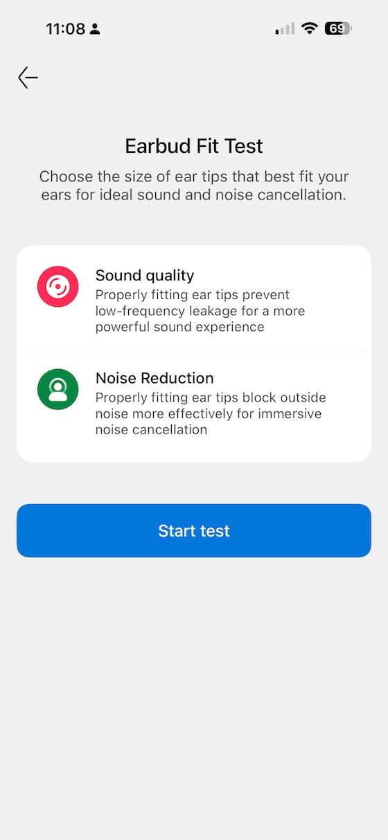 earfit test intro screen