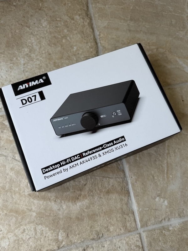 the D07’s retail box, front