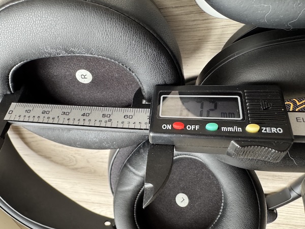 measuring the internal opening of the earcup with calipers
