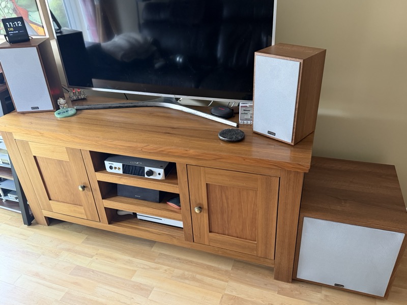 the B65 pair and the CS1200 subwoofer set up together as a 2.1 system