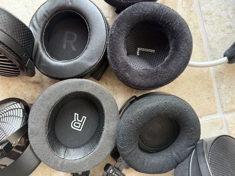 the earpads of the same four headphones
