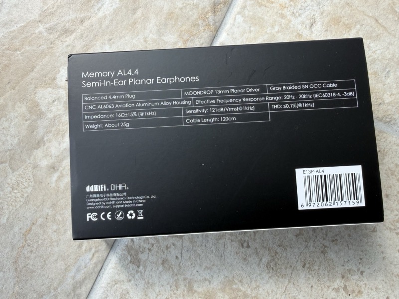 the back of the box, printed with the full specification sheet