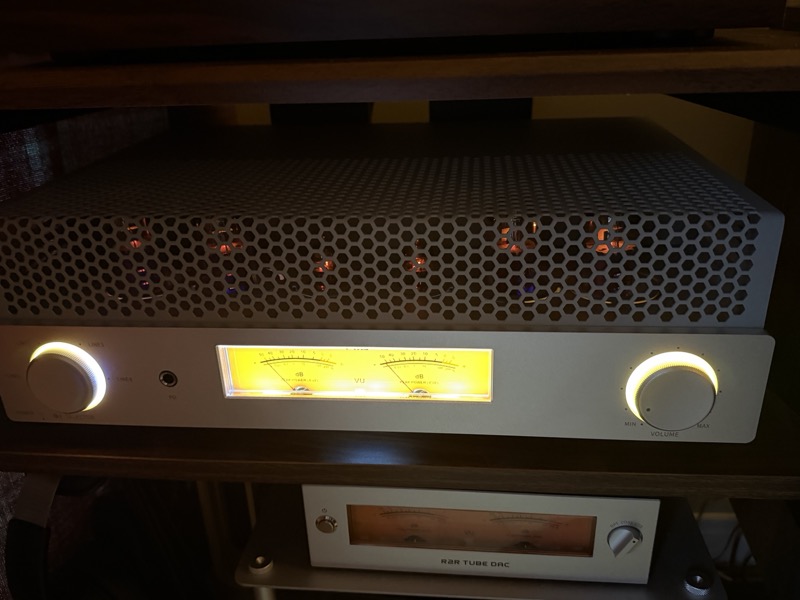 silver perforated faceplate audio amplifier