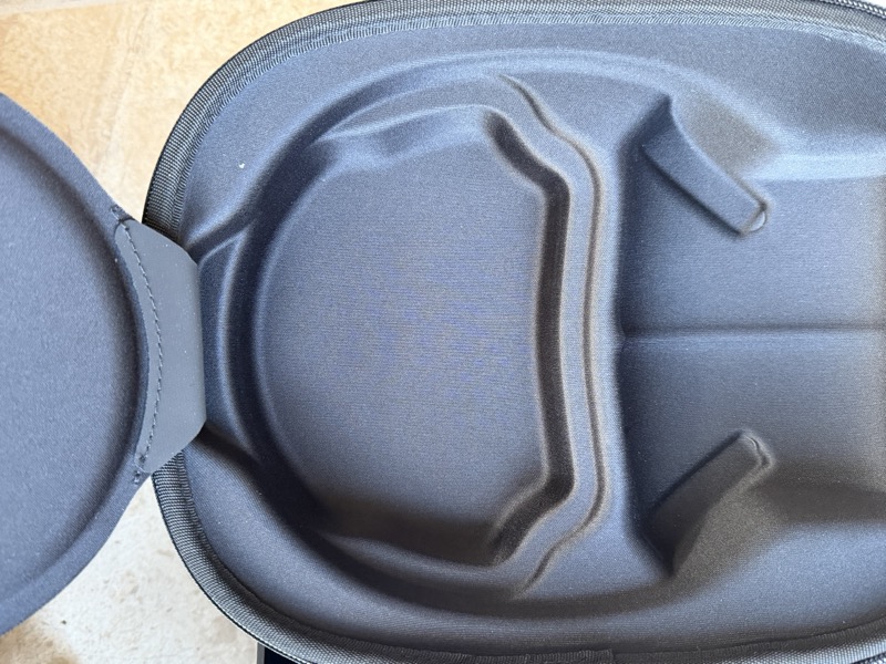 another angle of the folded headphone in the case