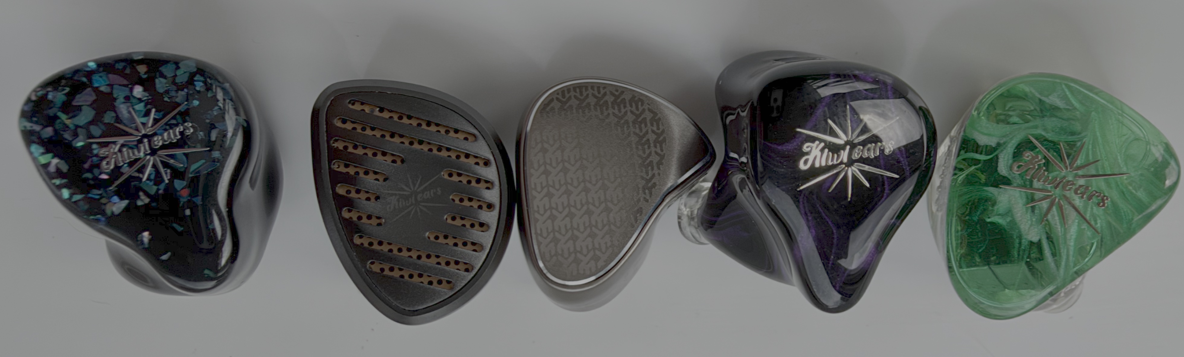 the kiwi ears range together, faceplates up