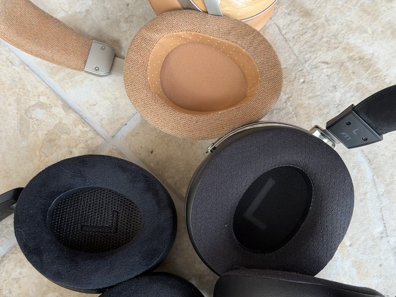 the earpads of the same three headphones
