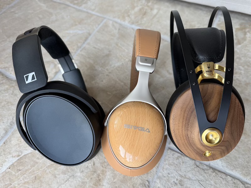 the sennheiser hd480 pro, sivga sv021 pro v2, and meze 99 classics v2 side by side
