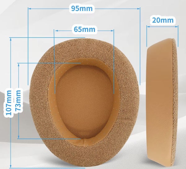 sivga’s diagram of the earpad dimensions, showing the angled cushion profile