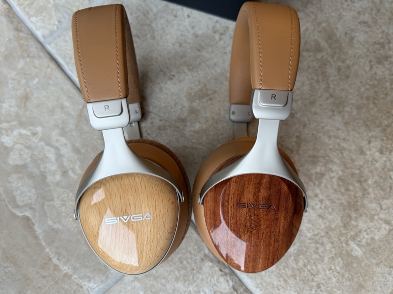 the beechwood v2 beside a darker wood-finished sivga