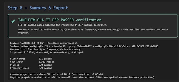 devicepeq verification summary reporting 31 passed filter-control cases