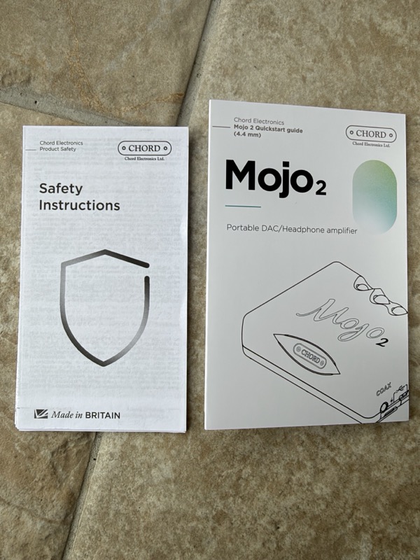 chord mojo 2 quickstart guide beside the safety instructions booklet