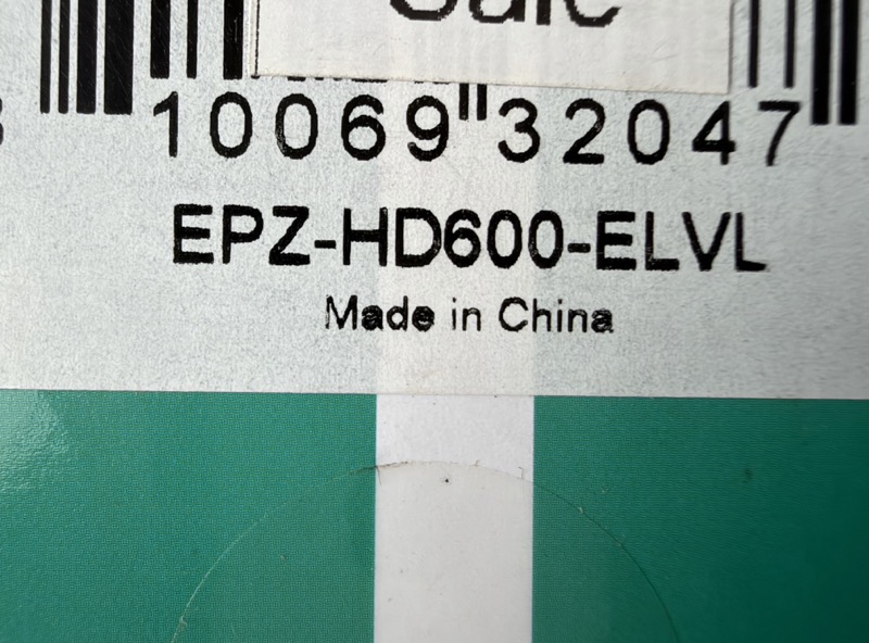 box label reading epz-hd600-elvl made in china