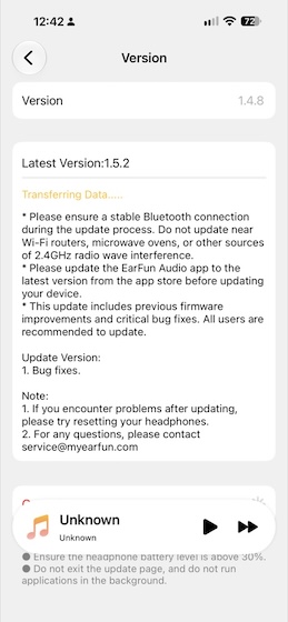 app firmware update screen
