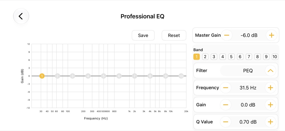 professional eq editor with ten parametric bands