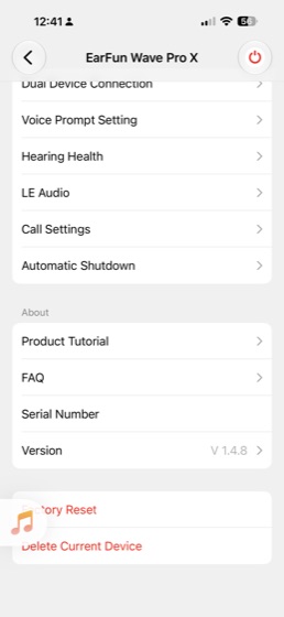 settings and firmware version 1.4.8