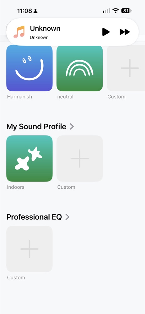 resulting profile list with harmanish, neutral and custom slots