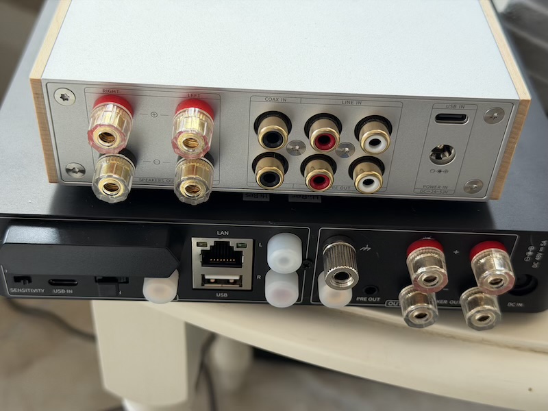 rear panels of the fiio air amp and the jade audio level 1