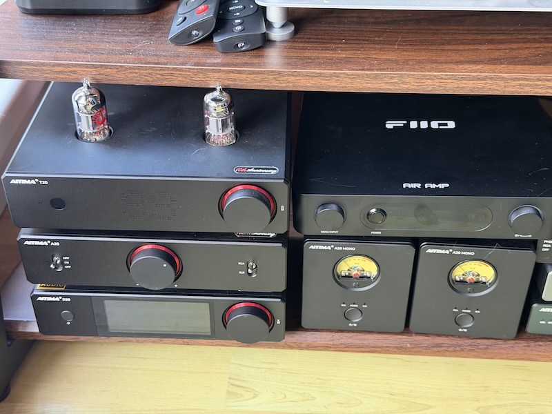 the air amp in a rack alongside aiyima amplifiers