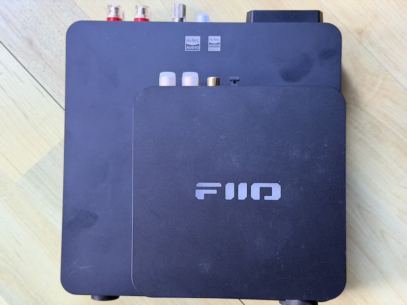 top view of the fiio k11 stacked on the air amp