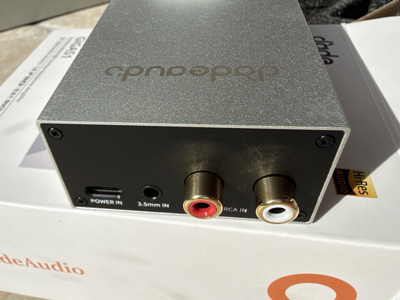 the rear panel with USB-C power input, 3.5mm line input and gold-plated RCA input pair