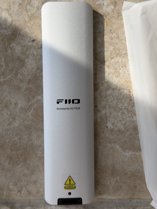 rear of the remote showing the fiio logo and the “remote for k17 r2r” marking