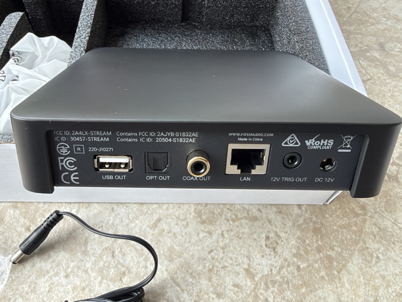 the s3 lite rear panel showing usb out, optical out, coaxial out, lan, 12v trigger and dc input