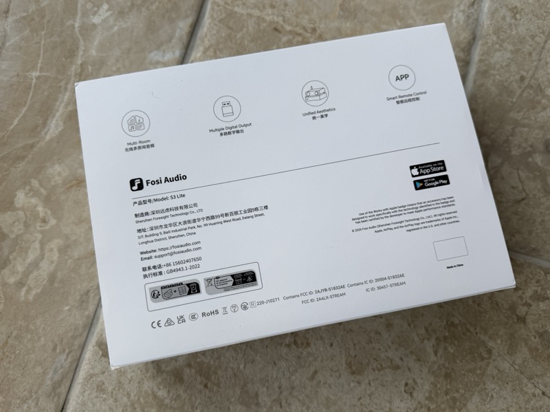 the rear of the s3 lite box listing multi-room, multiple digital output and app control