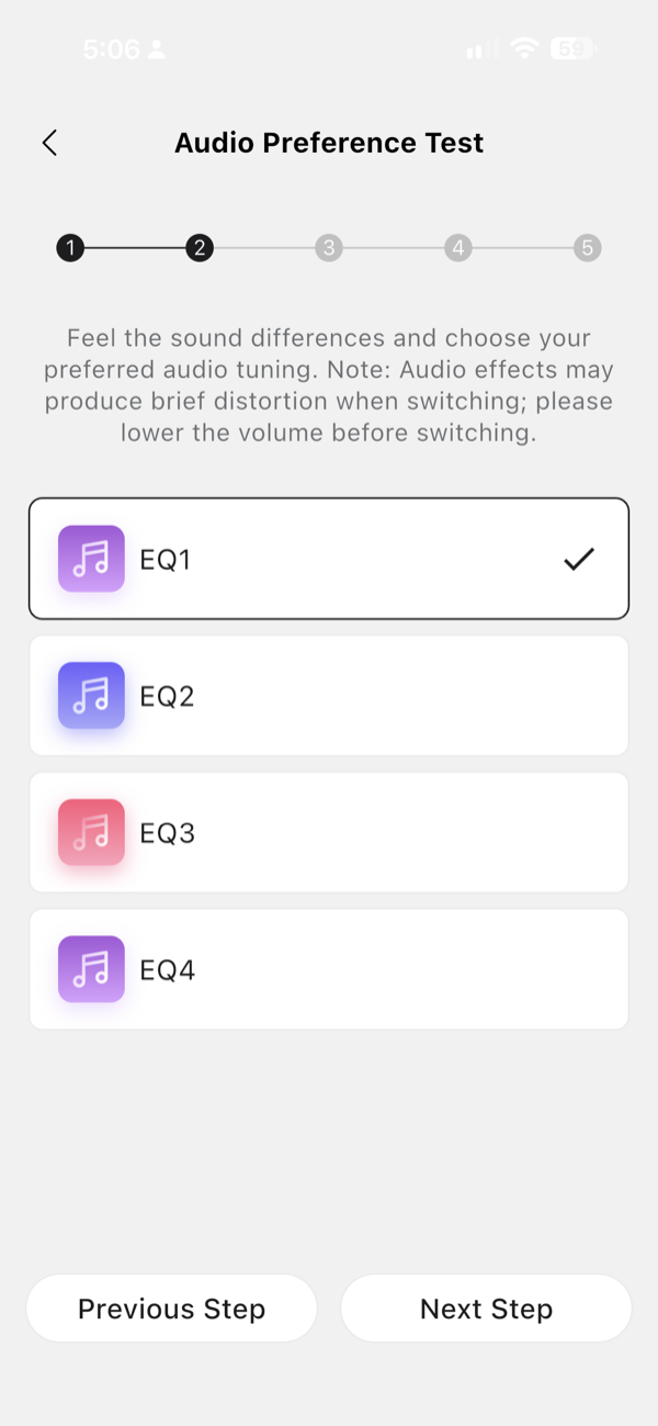 the audio preference test asking the listener to choose between four tunings