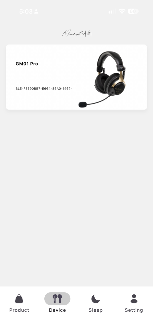 the moondrop app device list with the gm01 pro paired