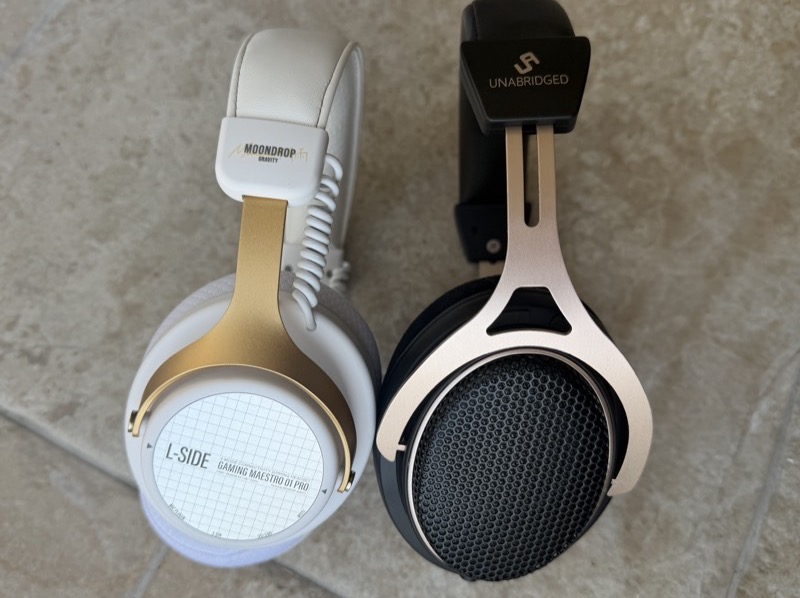 the ve vanguard and the moondrop gm01 pro side by side, showing the shared headband and fork yoke architecture
