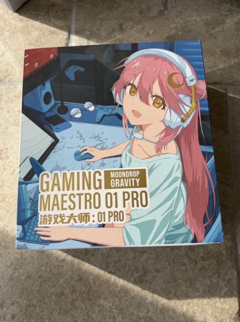 the gm01 pro retail box front with the gaming maestro 01 pro branding and anime artwork